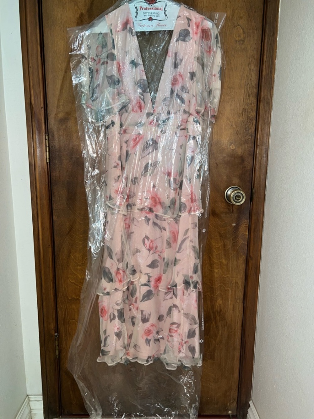 Lulu's Pink Floral Tiered V-Neck Maxi Dress - Picture 7 of 7